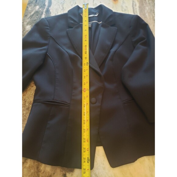 White House Black Market Women’s Jacket Blazer 8 Black 3/4 Sleeve Pleated Collar - Picture 10 of 11